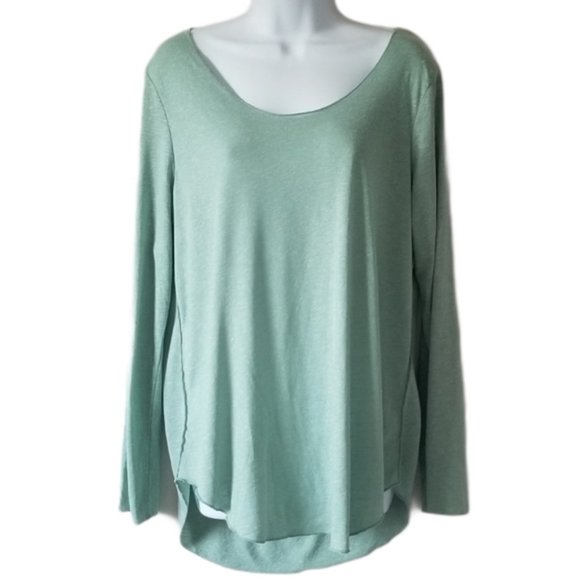 Green Long Sleeved Scoop Neck Top - Picture 1 of 3